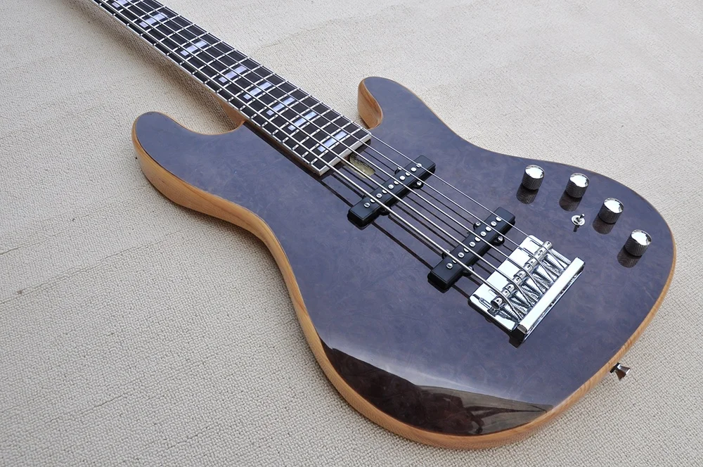 Flyoung Factory Custom Electric Bass Guitar 5 Strings Bass Ash Body Bass