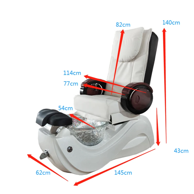 Luxury Massage Pedicure Chairs With Foot Massage White Pedicure Basin