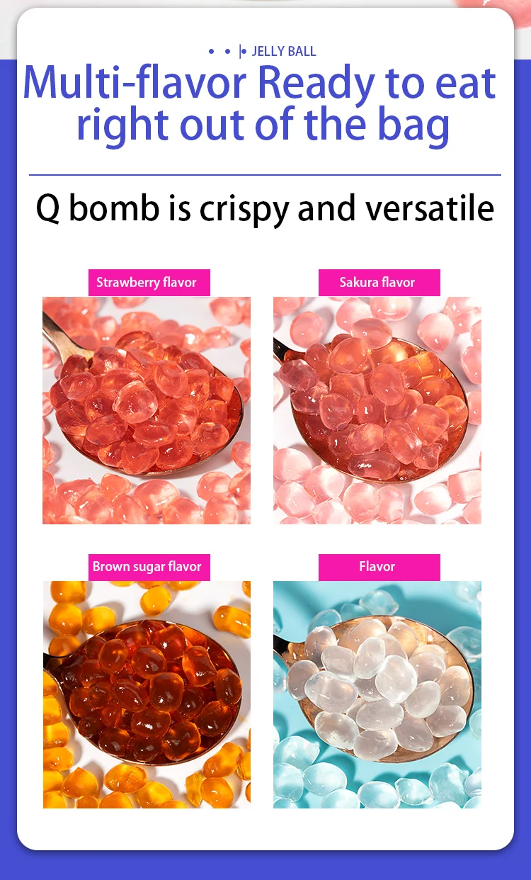 1kg Wholesale Strawberry Popping Boba Taiwan Flavor Fruit Juice Balls