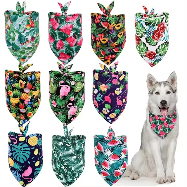 Amaz Hot Selling Polyester Fiber Triangle Pet Scarf Tropical Style Dog Bandanas