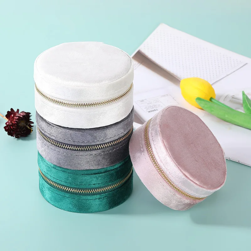 A1 Round Velvet Jewelry Storage Box Travel Jewelry Organizer Storage Box Gift Jewelry Storage Ring Box