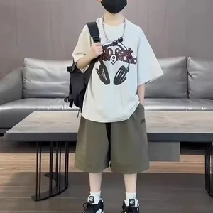 2Pcs Cartoon Baby Boy Clothing Set Summer Casual Short Sleeve T-shirt + Shorts Toddler Kids Clothes 95% Polyester