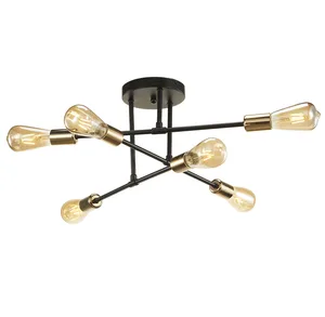 New Fasion Design Luxury Vintage  Simple Black &brass  LED Sputnik Bedroom  Decorating Ceiling Lights Modern