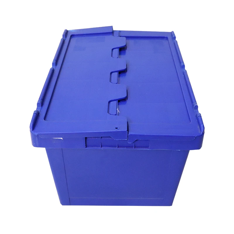 Blue Durable Plastic Crate Transport Logistic Box  Stackable and Nested Plastic Turnover Box With Lid