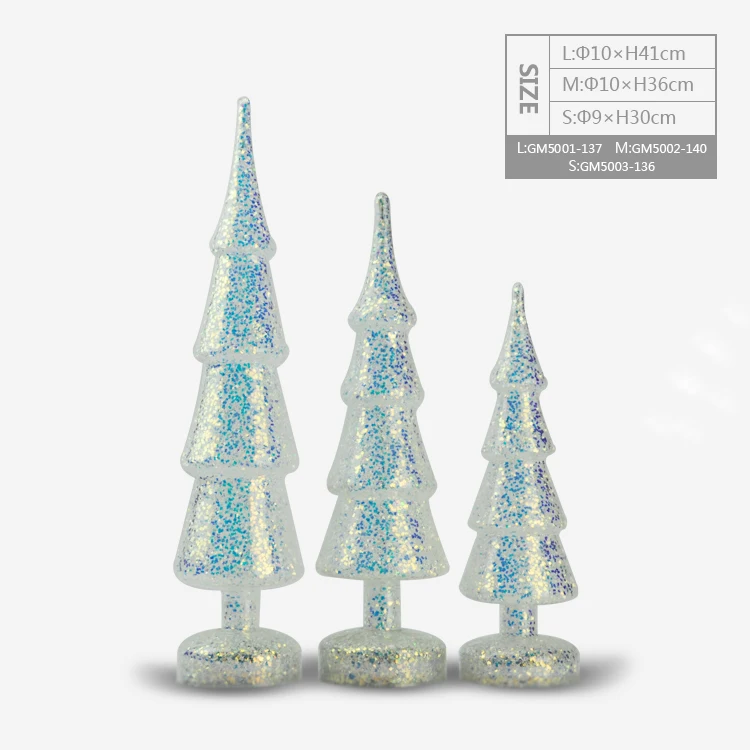 Newest Style Beautiful Handmade Glass Iridescent Christmas Tree Figurine Ornaments With Led Lights