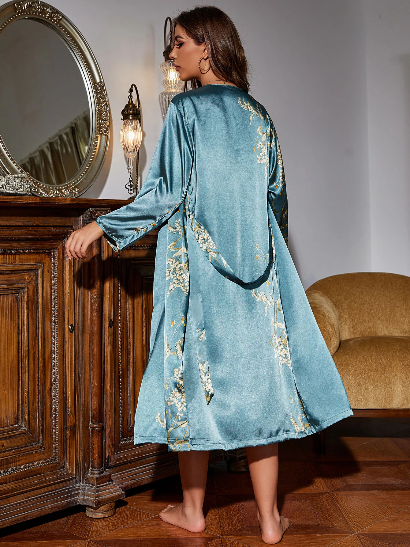 Minimal Women's Four Seasons Home Furnishing Lace Up Pajama Dresses ...