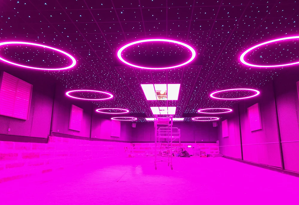 DMX Control 12V 24V Circular Linear Pixel Chandeliers Digital RGB Led Pendant Light for Nightclub
