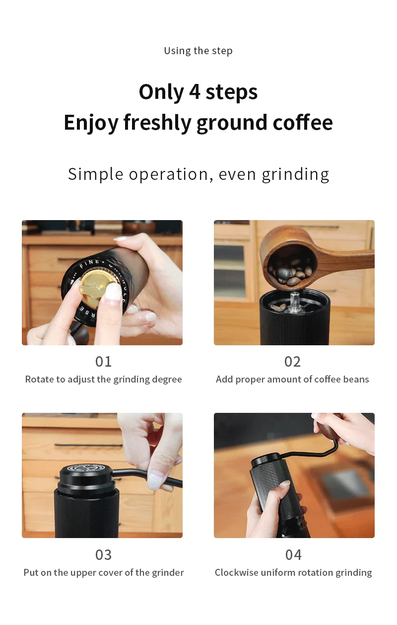 High Quality Portable Manual Coffee Grinder Stainless Steel Burr Metal