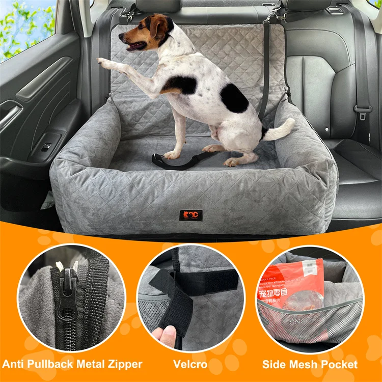 Geerduo Detachable Washable Soft Suede Big Dog Safety Car Back Booster
