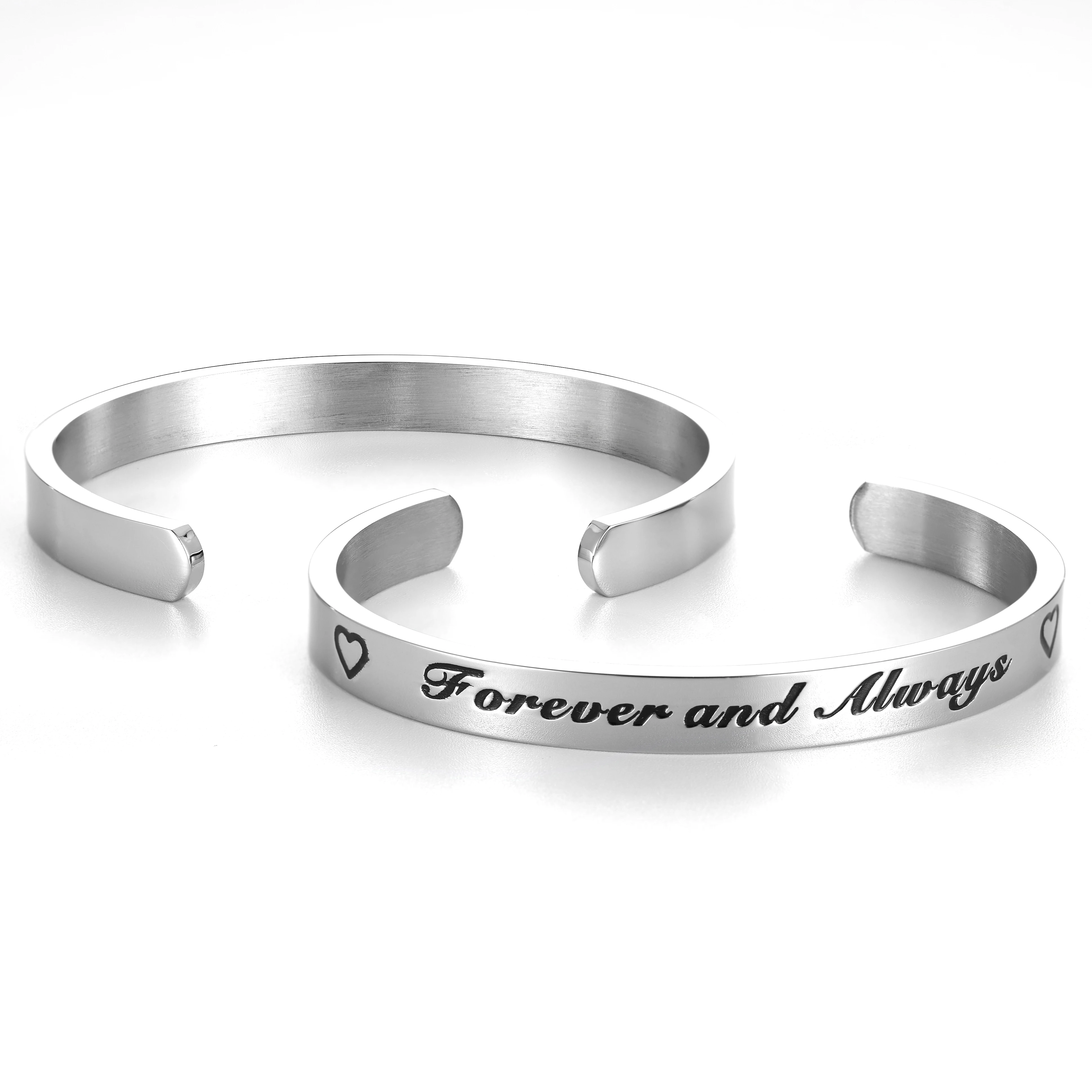 Inspirational Cuff Bracelets Gifts for Women Girls Personalized Motivational Mantra Engraved Stainless Steel Jewelry 