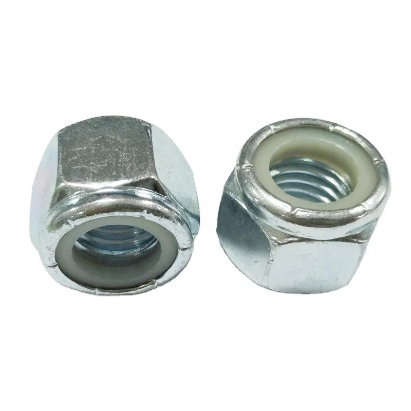 Fasteners Manufacturer Hex Nuts Anti-loosening DIN 985 Class 8/10 Nylon insert lock nuts  Zinc HDG Customized manufacture