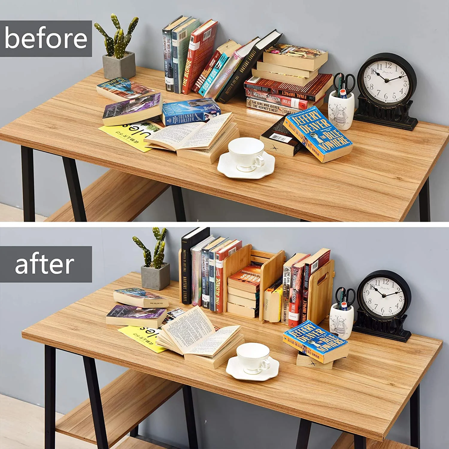 
Расширяемая бамбуковая настольная книжная полка 2020, маленький Регулируемый Настольный органайзер для хранения 