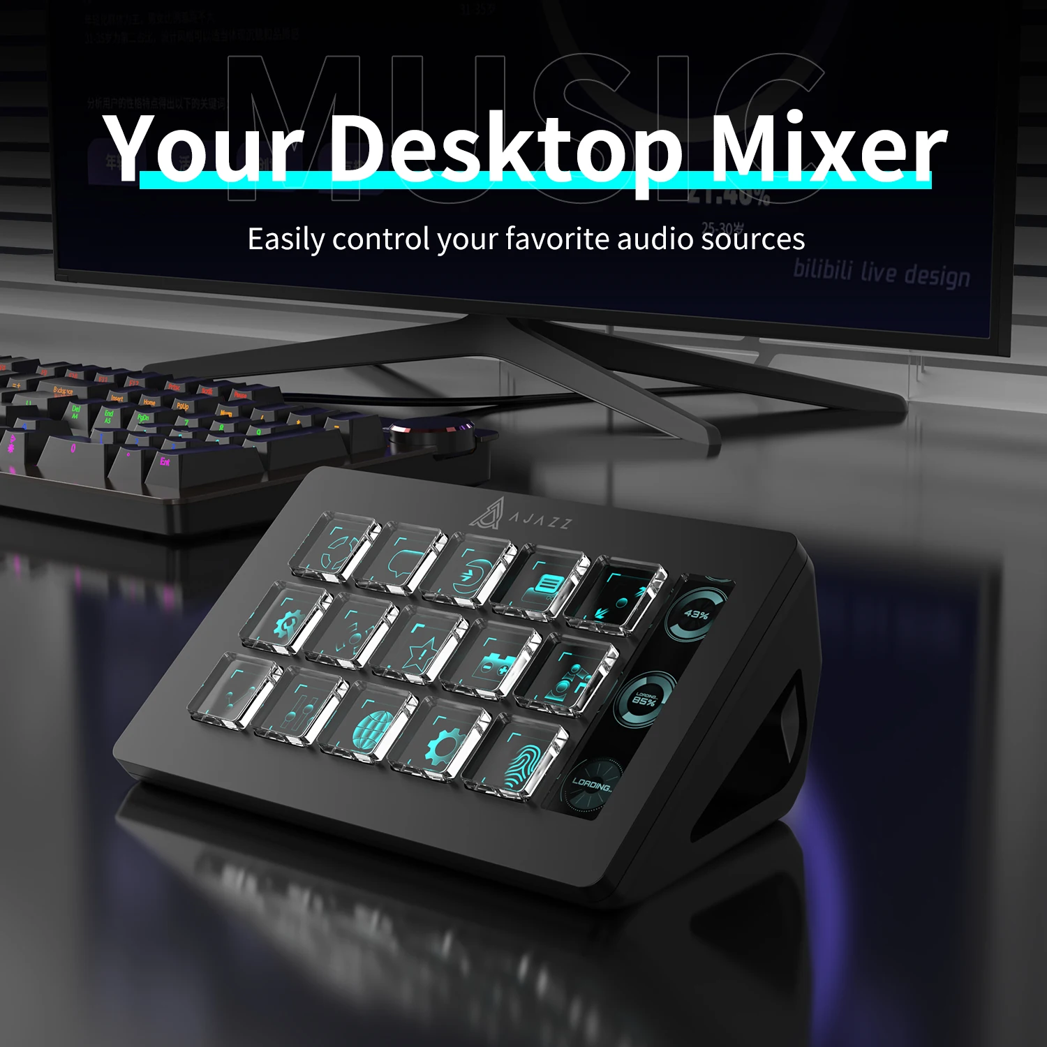 Ajazz AKP153E LCD 15 Keys Controller Keypad For PC Gaming Console Desktop Controller