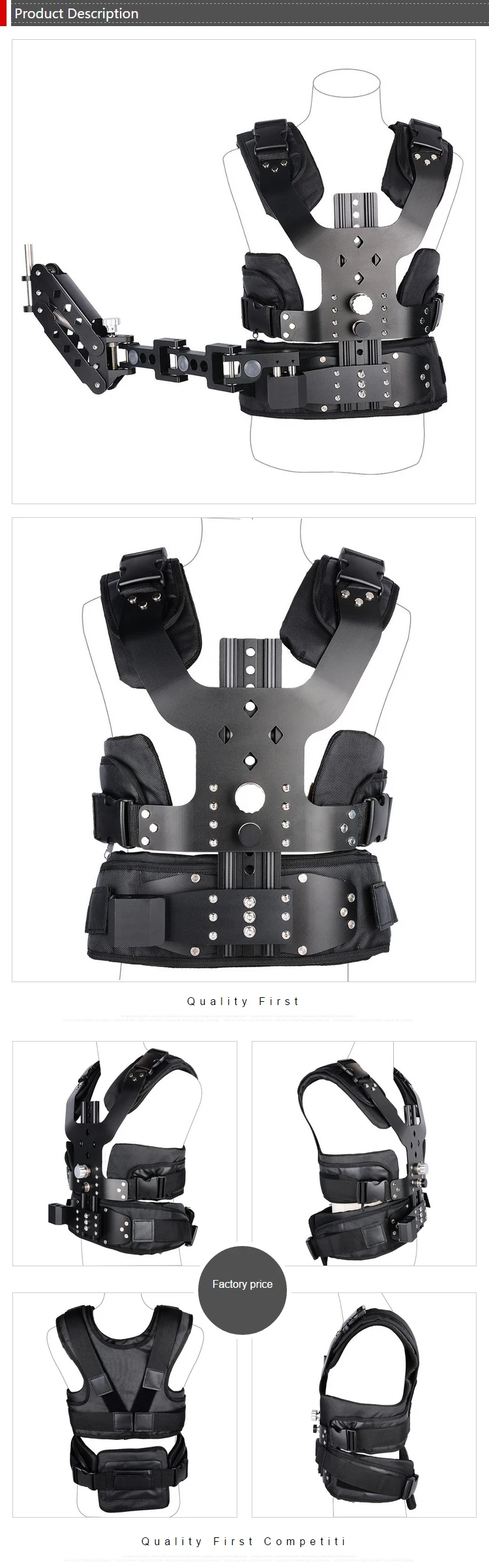 Flycam Comfort Stabilizing Arm & Vest Per Stabilizzatori: Sistema Body Per Video Fluido, Carico Max 5kg