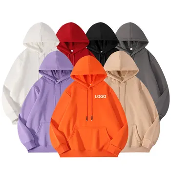 Wholesale Spandex Cotton Men's Hoodies Streetwear With Hood Drawstring Puff Print Custom Logo Men Pullover Hooded Sweatshirt