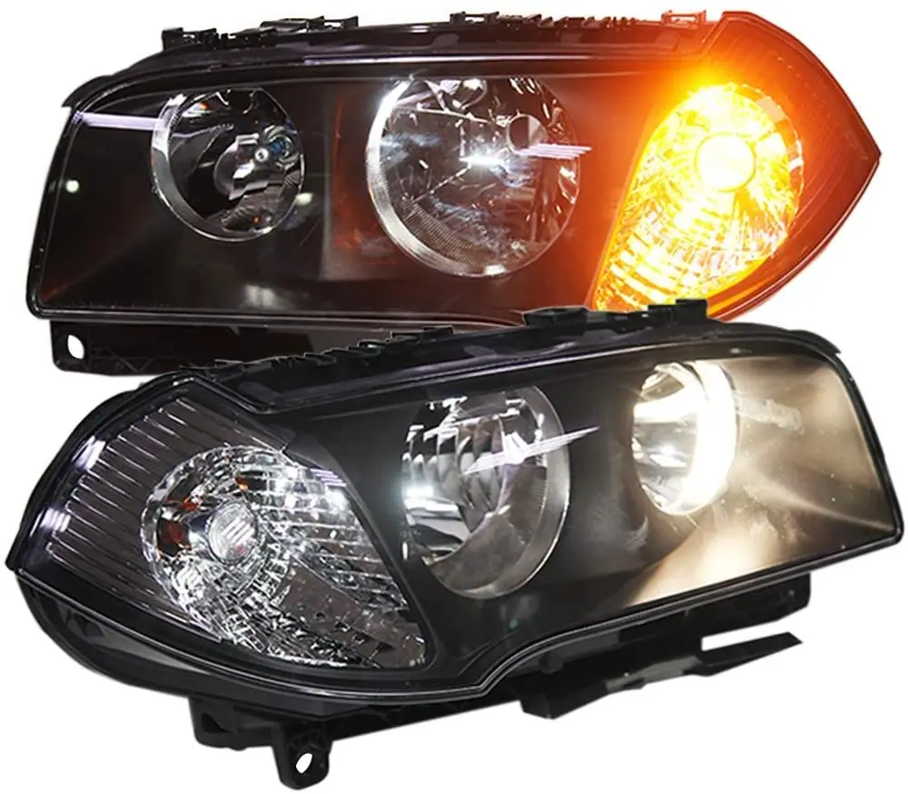 Source For BMW X3 E83 Head Lights Front Lamp Black Housing 2004 to