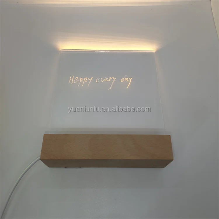 2024 Creative Solid Luminous USB Switch Night Light Base 3D Acrylic Lamp Led Wooden Base Wood Led Light Bases for Decoration
