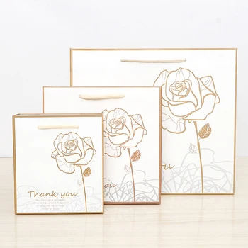 Romantic Bronzing Valentine's Day Rose Gift Bag Cosmetic Packaging Bag Printing Mask Lipstick Souvenir Paper Bag Customization