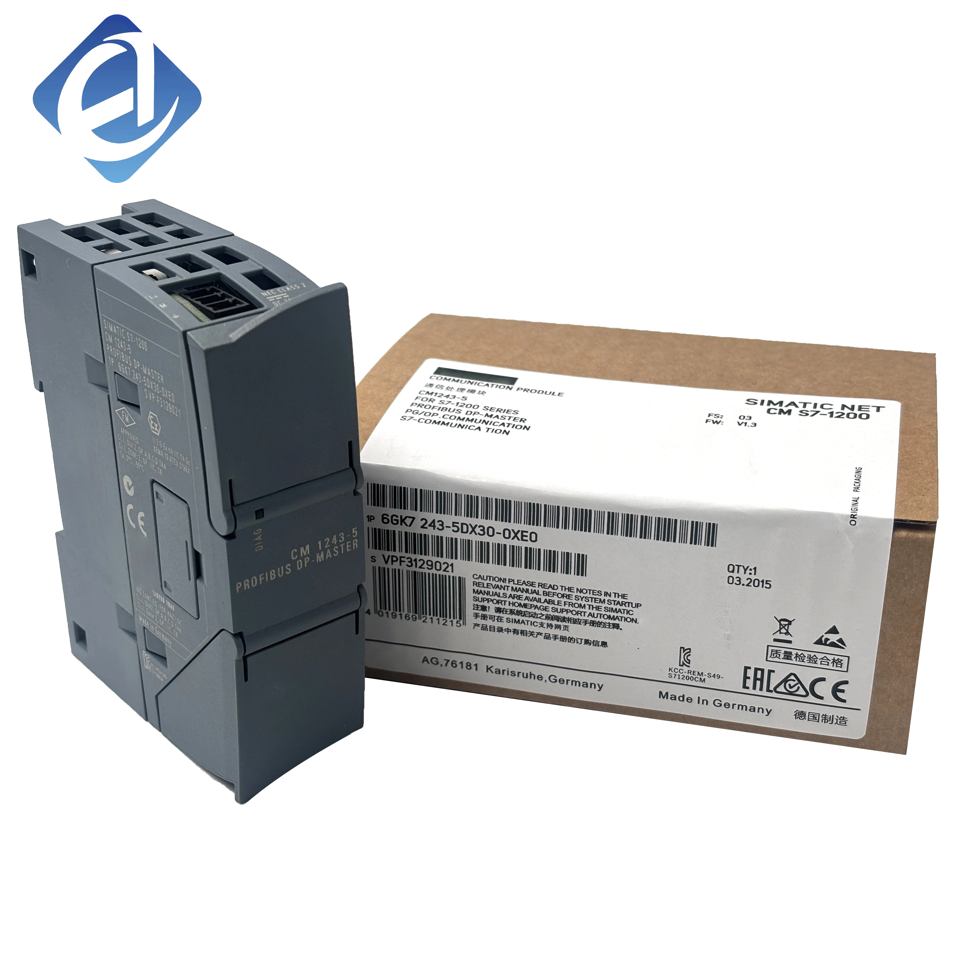 New Original 6GK7 243-5DX30-0XE0 6GK7243-5DX30-0XE0 communication expansion module for Siemens S7-200 SMART PLC, supporting PROFIBUS DP bus networking. Realizes stable data exchange between PLC and distributed devices