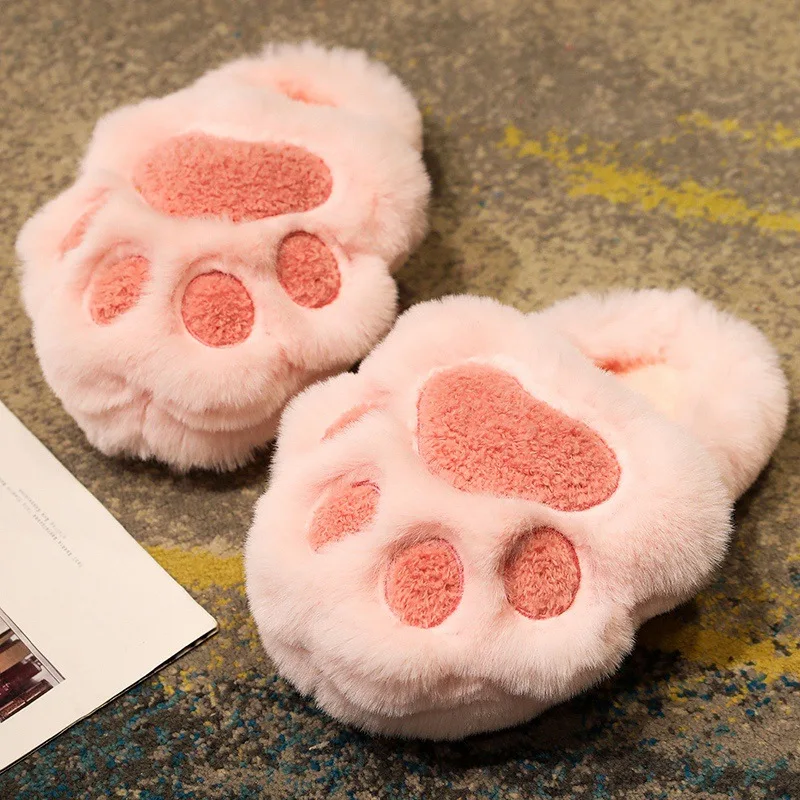 Fuzzy Slippers Pink Bear Claw Slippers Custom Furry Animal Paw