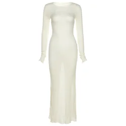 Nibber K21D05303 осень 2021 Новое Женское Повседневное платье, трикотажное эластичное дышащее платье с длинными рукавами, домашнее Повседневное платье