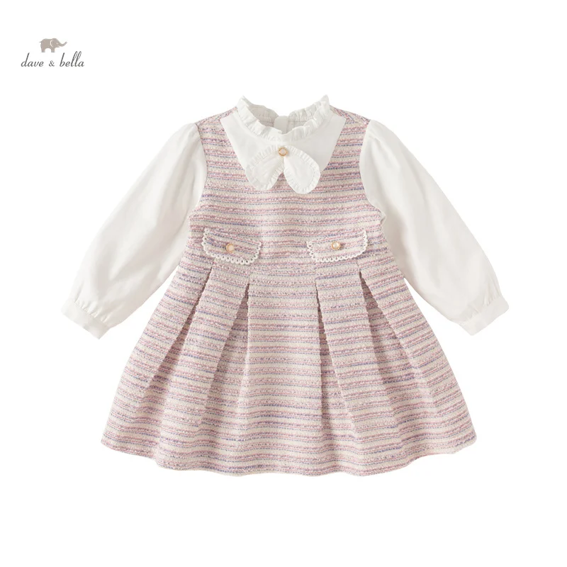 dave bella baby party dress DB1248424 DAVE BELLA Children's Princess Dress Spring Baby Girls Fashion  Purple Striped Cute Sweet Party Dress| Alibaba.com