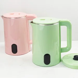 Customized 1500W Electric Kettle Modern Cool Touch Double-Wall Housing Green Pink Cordless Feature