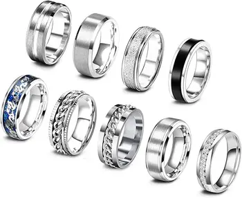 Classic 8mm Silver Rings for Men Matted Tungsten Silver Ring with groove