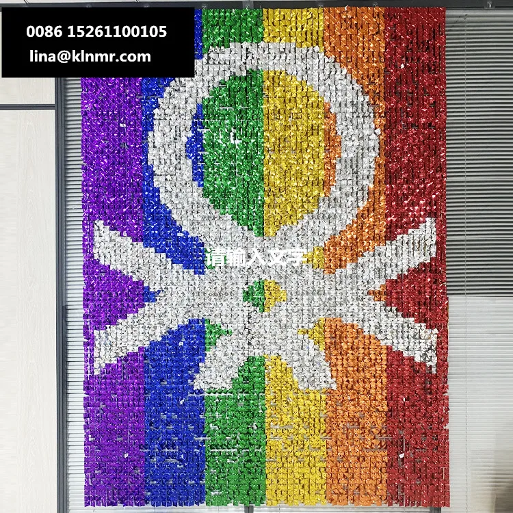 8*8ft wall Wedding birthday party decoration mirror red shimmer sequin panels wall