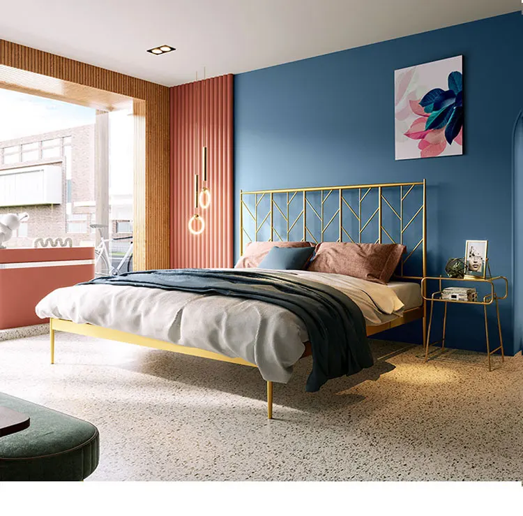 Linsy  King Size Beauty Classical Adult Simple Metal Steel Platform Beds Eo1A-A