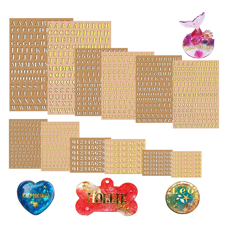 MECCANIXITY Mini Number Resin Stickers - 8 Sheets, Silver Glitter Alloy, 4.5mm - View #3