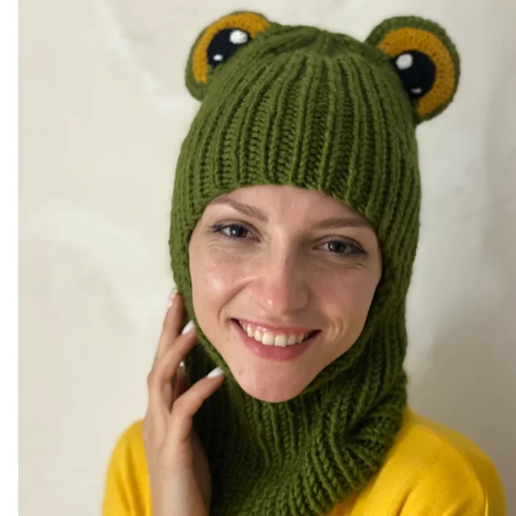 Bonnet Enfant En Laine Grenouille/dinosaure - Design Amusant Et Chaud - Taille Ajustable - Couleur Orange - Pour Bébé Et Enfant - Hiver, Froid, Jeux De Neige - 8