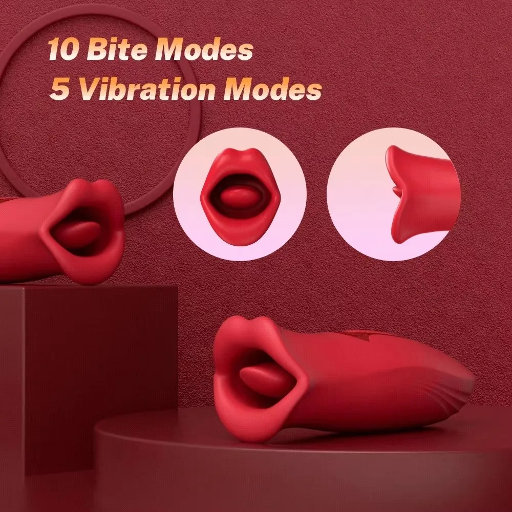 Women's 10 French Kissing Patterns Vibrating Tongue Rose Dildo Sex Toys Massager for Clitoral