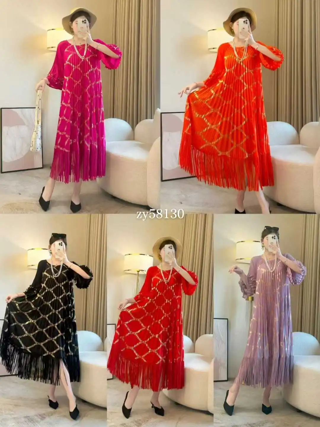 Miyaki New Plus-Size Elegant Casual Fringe Dress for Women
