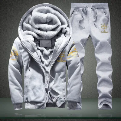 Coldker Winter Casual Tracuits Warm Clothes Men Two Piece Outfits Fashion Sets_voghion.com