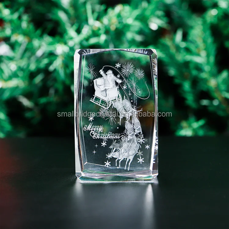product small bridge various customized decorations 3d gifts 3d laser glass crystal crafts for merry christmas gifts-6