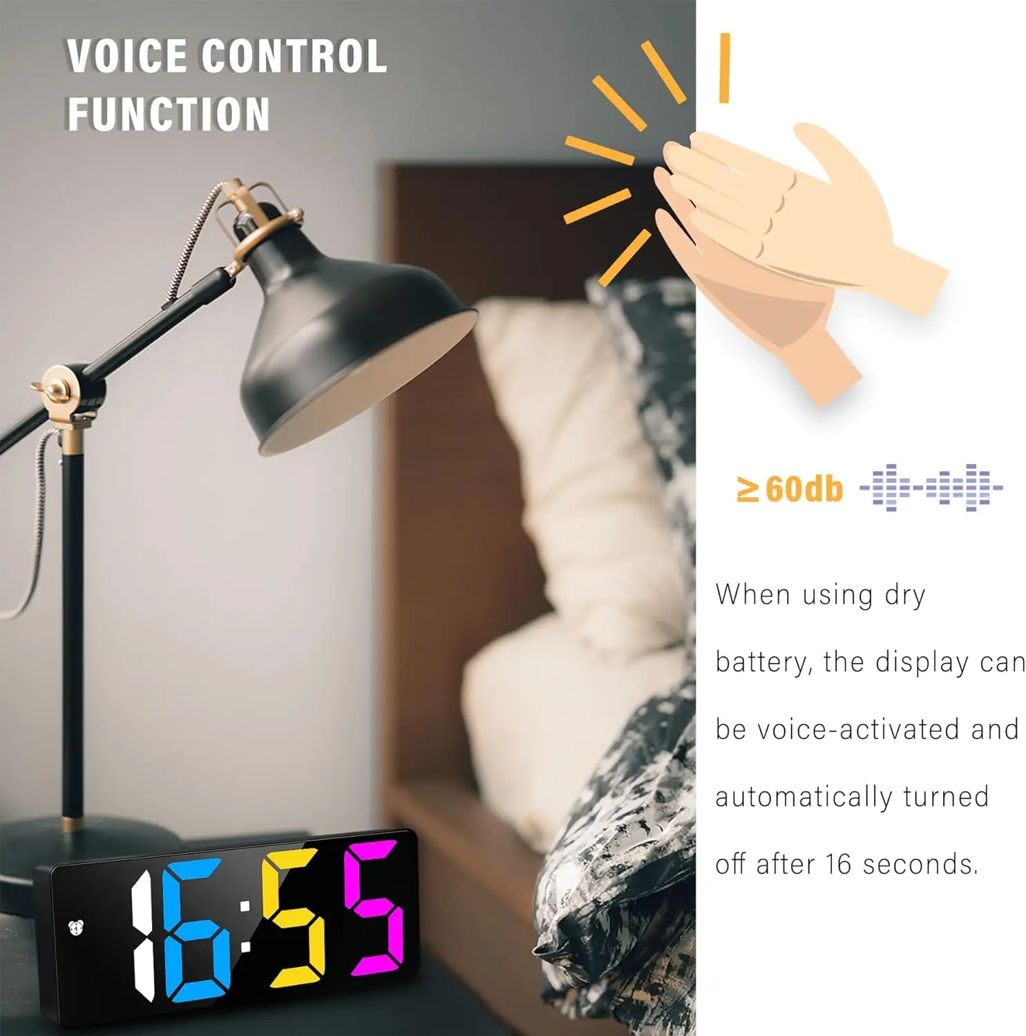 Personalized New RGB LED Digital Clock Bedside Alarm Clock Simple Fashion Dazzling Large Screen Clock