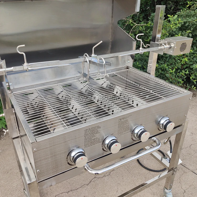 Factory Direct Price Large Gas and Charcoal Brazilian Roaster Pig Lamb BBQ Spit Rotisserie Grill