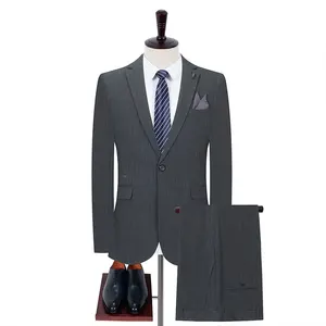 Suit Suit Men'S Two-Piece British Business Dress Professional Dress Korean Version of Gray Striped Casual Suit Men