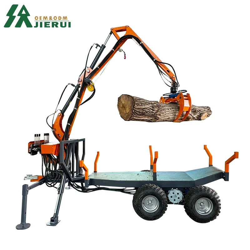 Gasoline Diesel Electric Timber Loading Traile with Grapple Boom Timber Crane with Winch Loading Trailerfor Sale