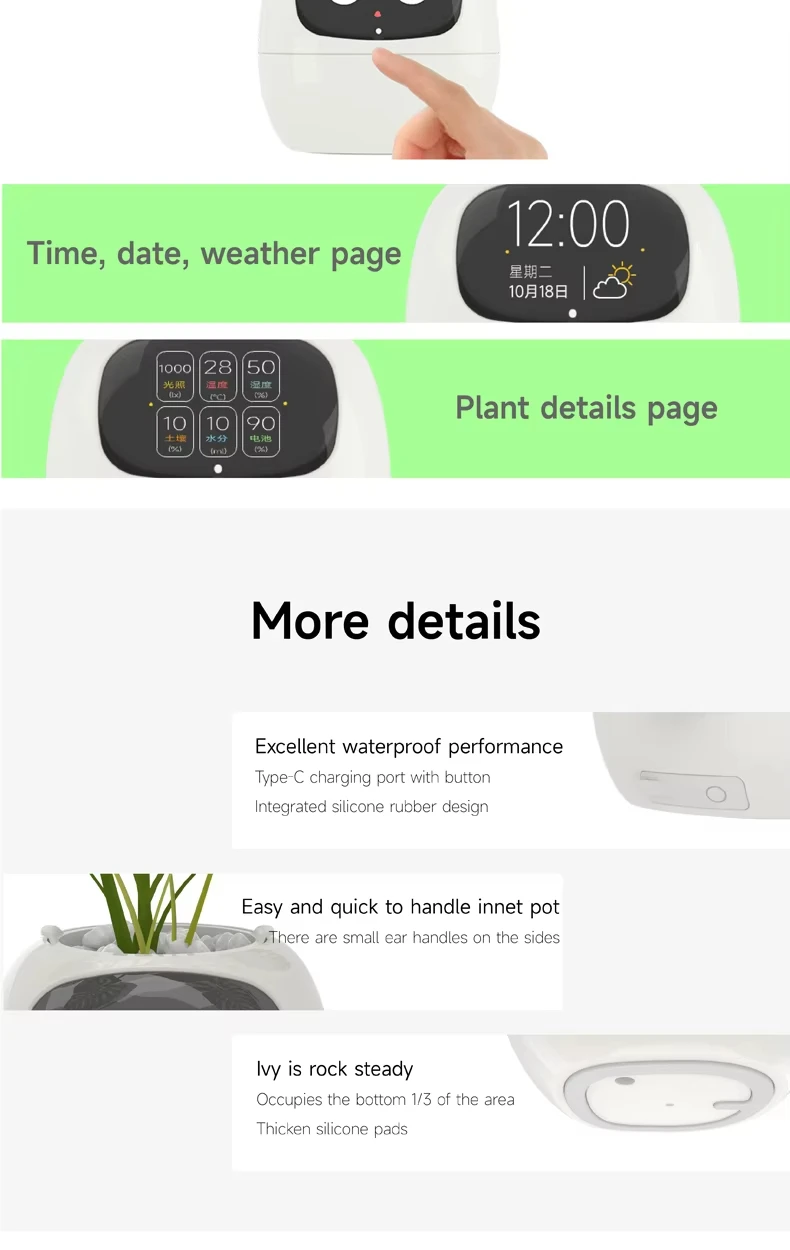 Best Selling Intelligent Lazy Person Automatic Water Absorbing Smart Cute Pet Flower Pot USB Rechargeable Indoor Potted