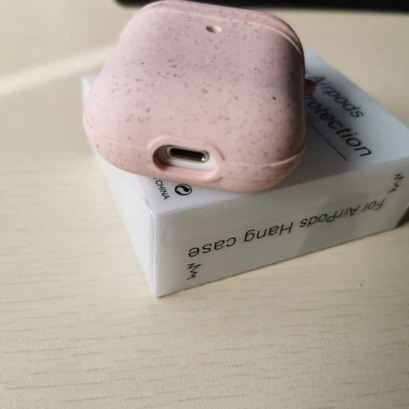 Экологичный мягкий термополиуретановый биоразлагаемый чехол из пшеничной соломы для Airpods 1 2 Pro, защитный чехол с крючком для переноски для airpods pro