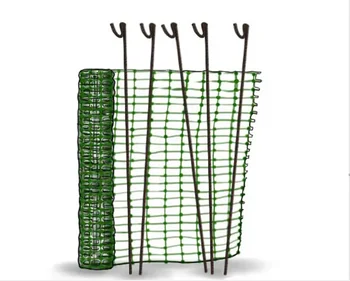 Green Garden Mesh Fence and Pins, Net Steel Barrier Fencing Pins