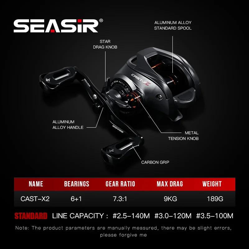 Seasir ベイトリール Cast-X2 セラミックベアリング カーボン