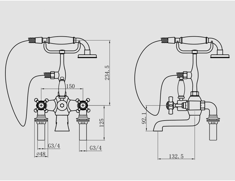 Classical Deck Mounted Bath Shower Mixer - Gold supplier
