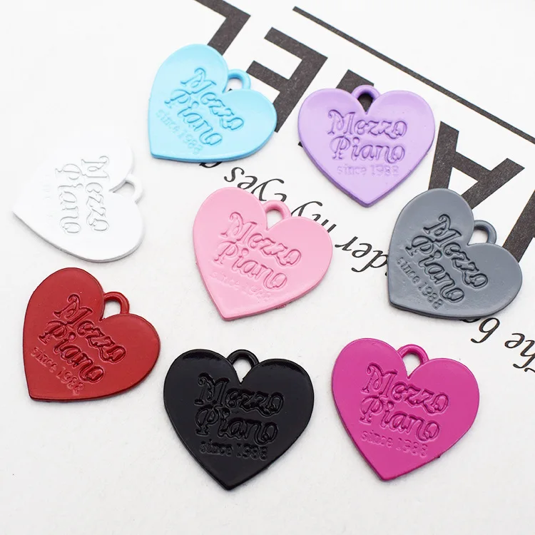 12pcs Multi-Color Alloy Love Heart Enamel Pendant Charms Jewelry Findings 51000 
