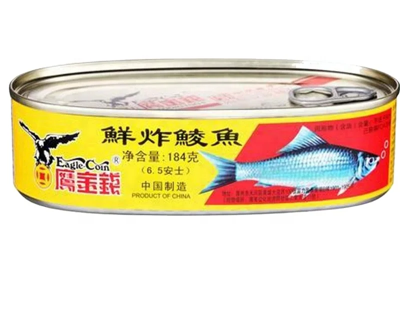Консервированная жареная рыба с соевым маслом, консервированные продукты, бренд, готовый к употреблению