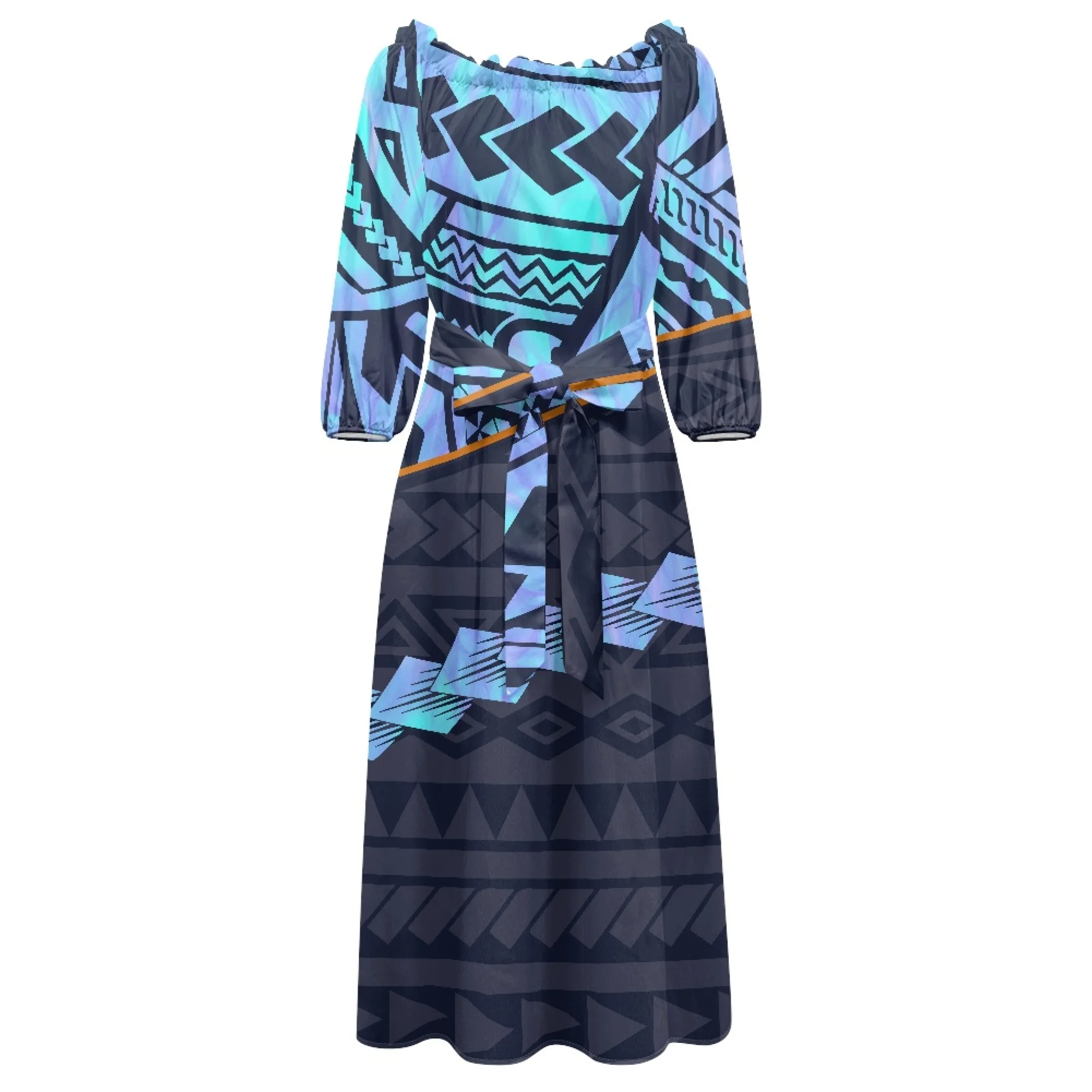 Vintage Women's off Shoulder Long Sleeve Floral Summer Wedding Guest Dresses  a Line Shift Chic Elegant Long Maxi Dress With Belt| Alibaba.com