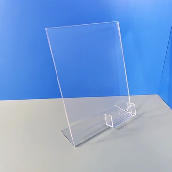 Custom Clear 8.5*11  Acrylic Sign Holder With Business Card Holder