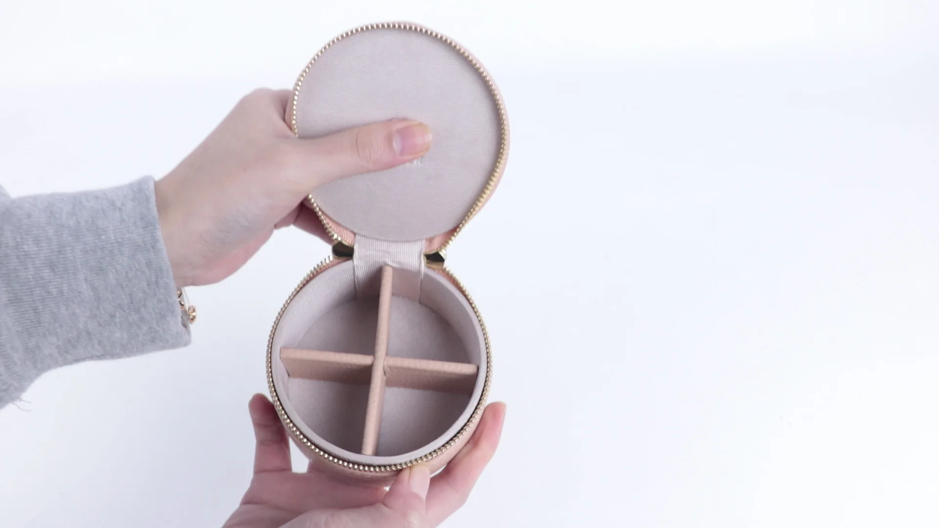 Ladies Mini Storage Case Small Studs Earrings Organizer Pu Leather Round Jewelry Case For